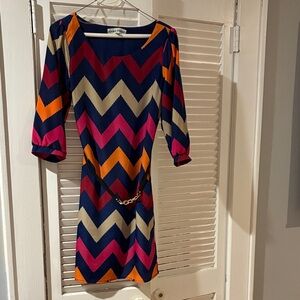 White House Black Market Multicolor Chevron Dress